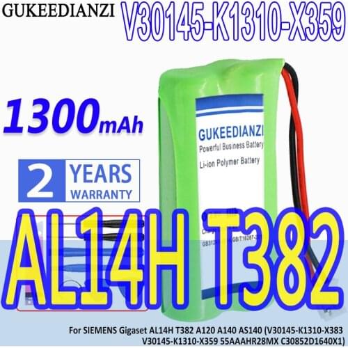 Battery 1300mAh For SIEMENS Gigaset AL14H T382 A120 A140 AS140 (V30145-K1310-X383 V30145-K1310-X359 55AAAHR28MX C30852D1640X1)