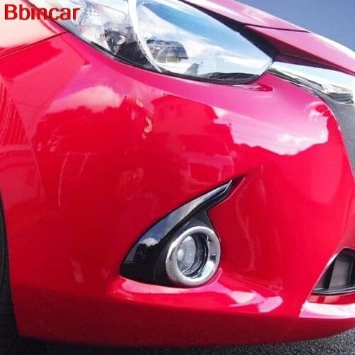 Bbincar Chrome ABS Front Fog Light Lamp Surround Strips Trim For Mazda 2 Mazda2 Demio DJ 2014 2015 2016