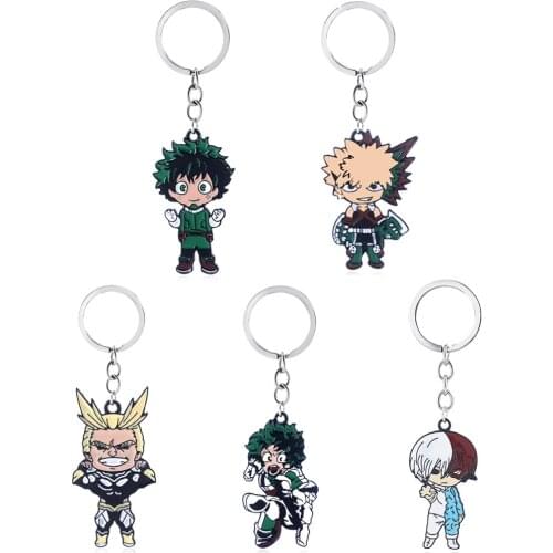 Hot Cartoon My Hero Academia Keychain Izuku Midoriya Cartoon Characters Enamel Keyring Pendant Men Car Women Bag Accessories