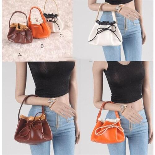 CC007 1/6 Female Soldier Leather Bucket Bag Womens Handbag for 12 inch Action Figures Body Model Toy DIY