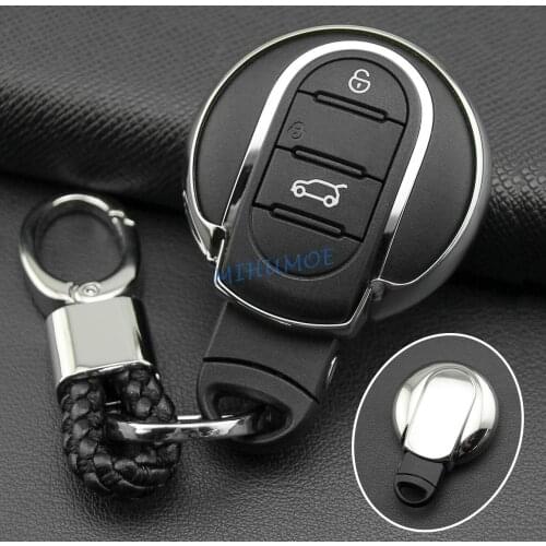 Car Key Case Cover Fob Shell Chain For Mini Cooper Countryman Clubman S One Hatchback Convertible Silver