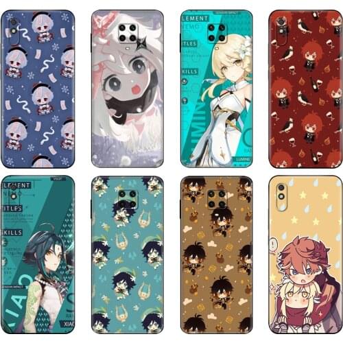 Black tpu Case For Xiaomi Redmi 7A 8 8A 9 9A 9C Case Redmi Note 8T 8 Pro T Note 9 9S 9 Pro Case Genshin impact