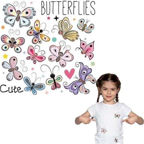 Butterfly Decor Applique Patches Iron On Clothes Stickers Fashion Diy Accessory Heat Transfer Patches For Clothing Girl Favorite