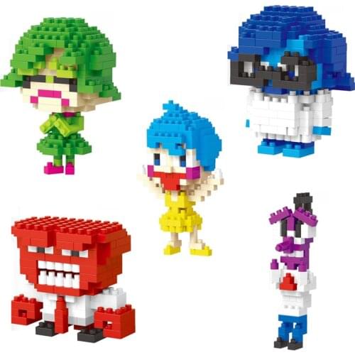 Disney nanobrick Inside Out cartoon figures micro diamond blocks Joy Sadness Anger Disgust Fear building brick toy for kids