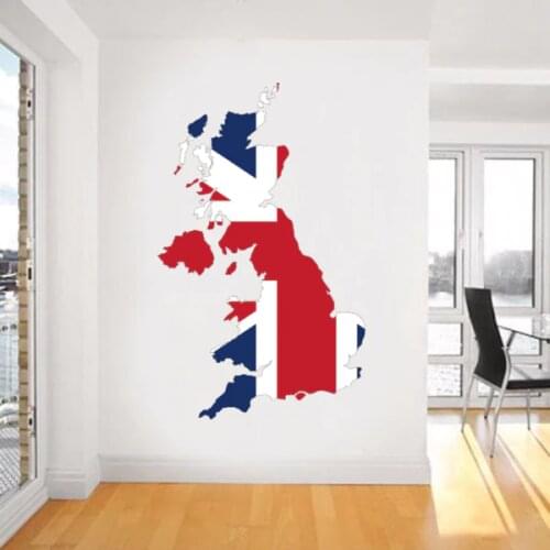 Flag Map of United Kingdom Wall Vinyl Sticker Custom Home Decoration Wall Sticker Wedding PVC Wallpaper Fashion Poster