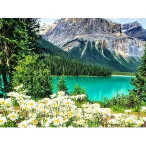 Gatyztory Frame Flower Mountain Lake DIY Painting By Numbers Landscape Handpainted Oil Painting Modern Home Art