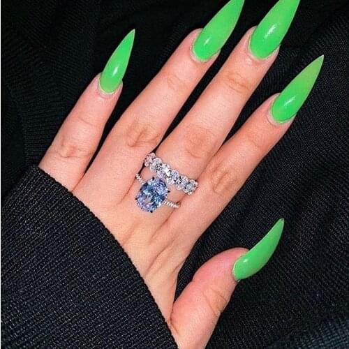 Gorgeous Large big white cubic zirconia pricess cut accent stone Rings For Women Luxury clear CZ Weddings Engagement Jewelry