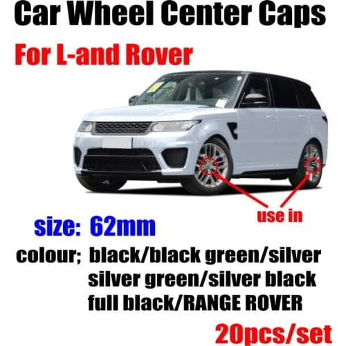 20pcs/lot 62mm green black Car Wheel Center Caps hub rim covers For Land Rover RANGE ROVER Evoque Discovery Car accessories
