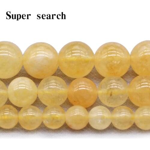 Natural Citrines Round Stone Beads For Jewelry Making DIY Necklace Bracelet 6mm-10mm Spacer Loose Beads crystal 15" Wholesale