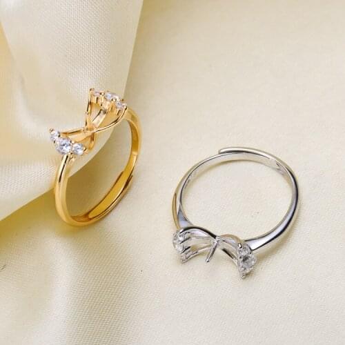 Fashion Pearl Ring Mountings Findings Settings Ring Jewelry Parts Fittings Charm Accessories Silver Jewelry for Beads Stones