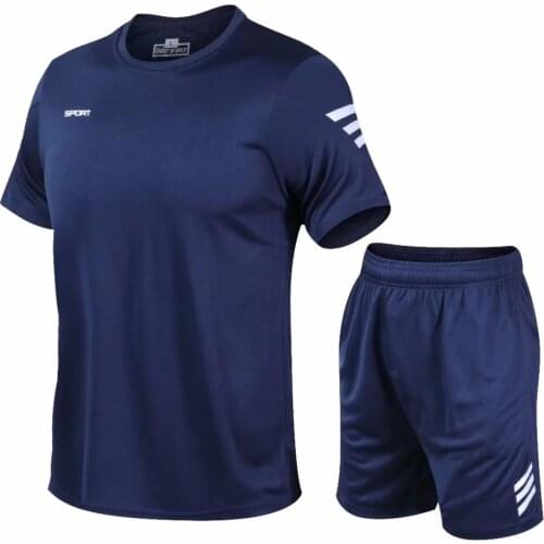 Men Tracksuit Running T Shirt Sport GYM Tshirt Short Sleeve Football Basketball Tennis Shirt Fitness Sports Set Suits Sportswear