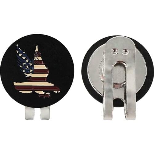 Pack 1 Pcs Golf Ball Marker With Hat Clip Black Eagle US Flag Style Magnet Cap Clip Mark Ball Position Drop Ship