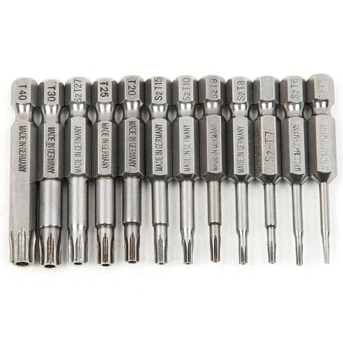 12pcs Hex Torx Head Drill Screwdriver Set Bits 50mm S2 Steel Screw Driver Screwdrivers Hand Tools For Woodworking Tools Hand
