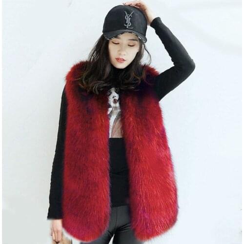 2021 New Womens Winter Faux Fur Coat Female High Quality Fake Fox Fur Vest Ladies Fashion Warm Sleeveless Waistcoat Jacket Q259