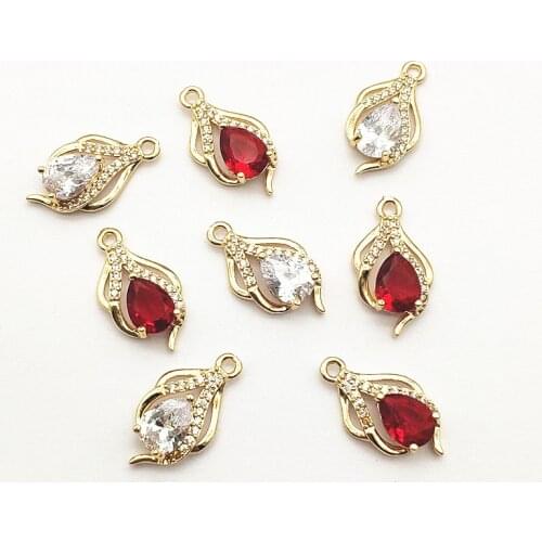 New Arrival! 19x11mm 50pcs Cubic Zirconia Copper Charm For Handmade Necklace Earring DIY Parts Jewelry Findings & Components