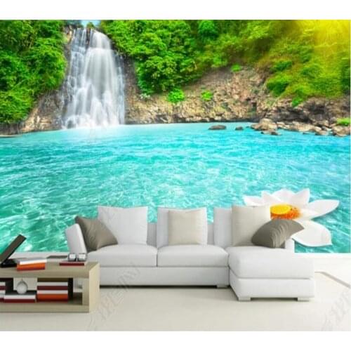 Papel de parede Magnificent scenery of waterfall and rivers 3d wallpaper mural,iving room tv wall bedroom wall papers home decor