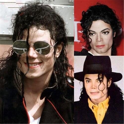 Classic Superstar Michael Jackson Cosplay Costumes Wig World Dance King Big Wavy Black Ponytail Curls Hair Halloween Party Wig