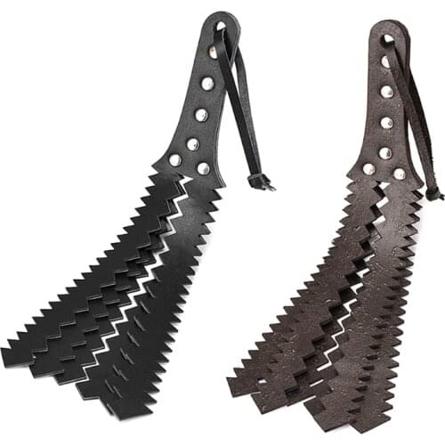 BDSM Flogged PU Leather Serrated Shape Whip Restraint Fetish Spanking Paddle Cosplay Game Adult Flirting Sex Toys
