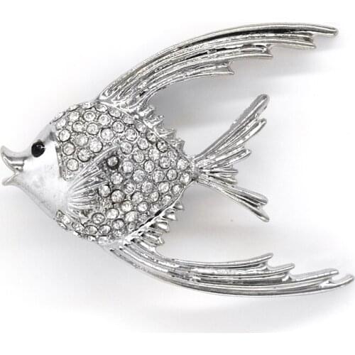 Clear Crystal Rhinestone Fish Pin brooches C521 A