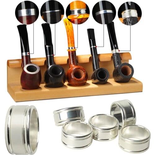 RU-MUXIANG 10 Pc/lot silvery plated Copper ring DIY Pipe making tools protecting Smoking Tobacco Pipe Decoration Hoop jh0019