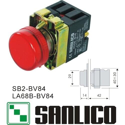 Pilot indicator signal light lamp with integral LED (switch accessories) SB2(LA68B XB2)-BV84