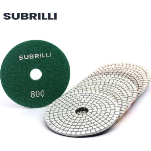 SUBRILLI 4 Inch Diamond Pads For Polishing 7pcs/Set Dry Wet Use For Concrete Marble Granite Grinding Disc For Polisher Hand Tool