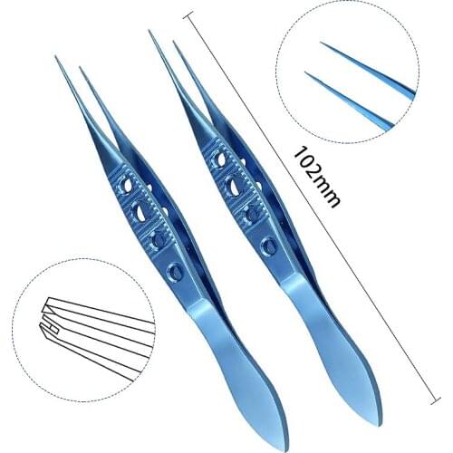 Titanium Alloy Ophthalmic Tweezer Castroviejo Straight Toothed Forcep Ophthalmic Instruments