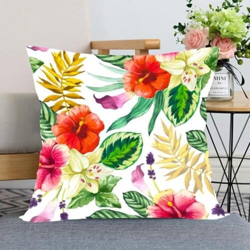 Custom Tropical Landscape Pillowcase Bedroom Home Decorative Gift Pillow Cover Square Zipper Pillow Cases Satin Fabric Soft