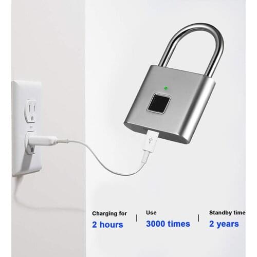 Z30 Dropshipping Smart Biometric Thumbprint Door USB Rechargeable Padlocks Portable Anti-Theft Fingerprint Lock for Bag Drawer