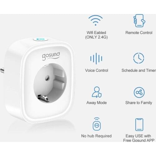 Gosund WiFi EU Smart Plug Socket Tuya/Smart life Remote Control Home Appliances Works with Alexa Google Home No Hub Require