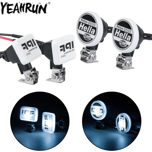 YEAHRUN LED Lights Headlights Spotlight with Bracket Hella/IPF Round/Square Roof Light for 1/10 Traxxas TRX4 TRX6 Axial SCX10