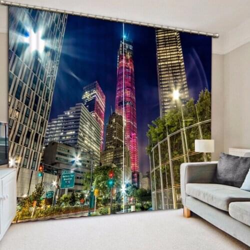 City night scene Curtain Luxury 3D Window Curtain For Living Room Bedroom Customized size Drapes Cortinas Rideaux pillowcase