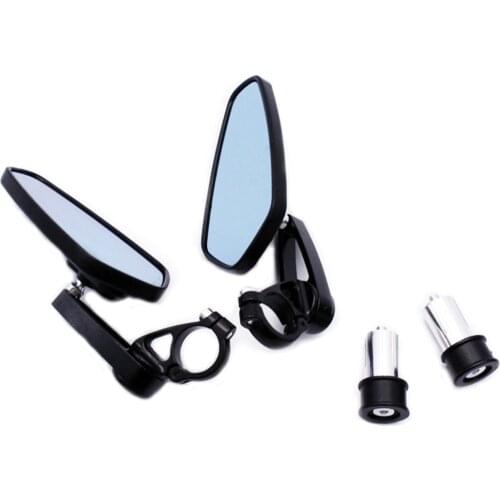 22MM Rear View Lens Blue Handle Black 1 Pair 7/8“Universal Motorcycle Aluminum Bar End Side Rearview Mirrors