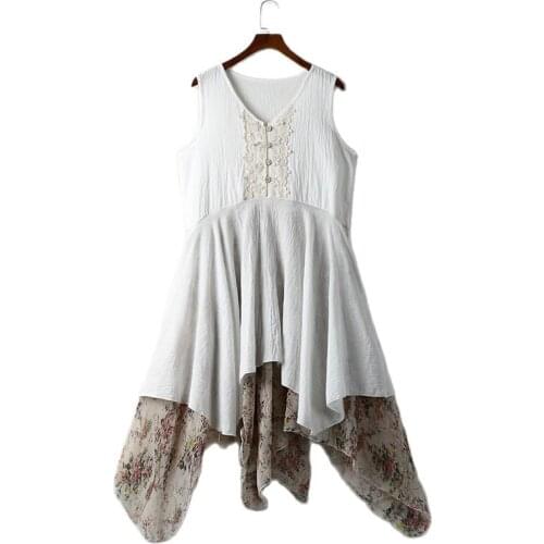 Japanese Mori Girl Lolita Retro Vintage Multilayer Cotton Chiffon Floral Ruffle Patchwork Embroidery Women Summer Tank Dress