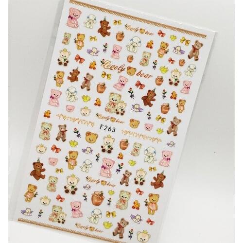 2pcs 3D Stickers for Nails Lovely Bear Nail Sticker Foil Nail Art Decorations Manicure Accessories Tips Decoraciones