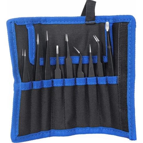 9Pcs Anti-static Tweezers Bag Tweezers Stainless Steel Precision Tweezers Hard High Elasticity