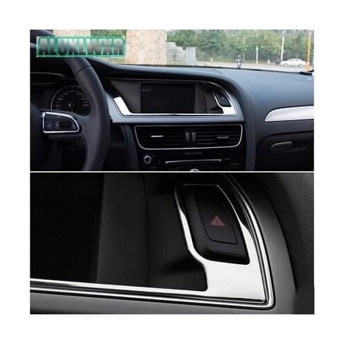 Car Center Console Navigation Decorative Frame Cover Air Conditioning Vent Decorative 3D Sticker Stainless Steel for Audi A4