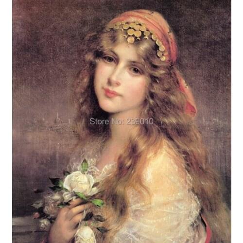 Free shipping court figure oil painting canvas prints beautiful gril oil painting on canvas home wall art decoration picture