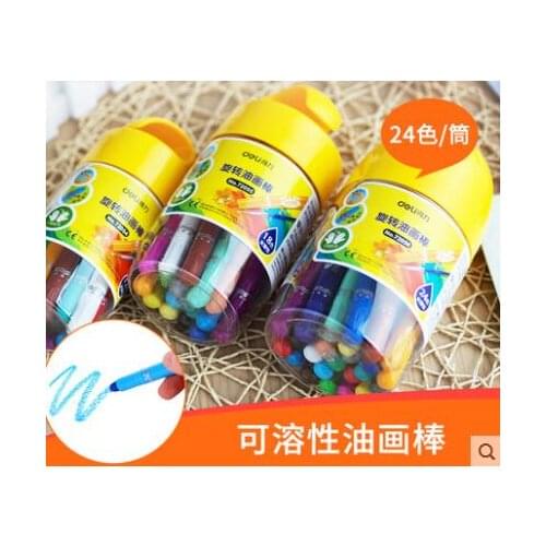 Safe Water-soluble Oil Pastels 12-18-24 Colors Rotating Kids Drawing Crayon With Brush Washable Colorful Stick