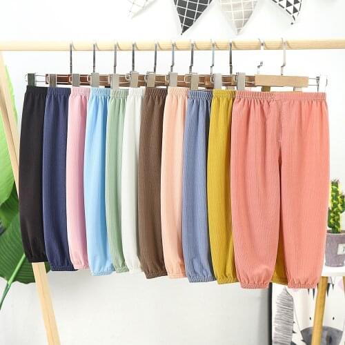 1-12 Yrs Kids Girls Boys Summer Long Pants Trousers Casual Cotton Elastic Waist Cool Pants Sweatpants for Children Clothing