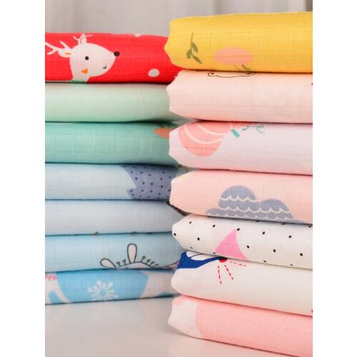 160x50cm High Density Pure Cotton Double Layer Gauze Cloth Cartoon Pattern Baby Clothing Diaper Bath Towel Bedding Sewing Fabric