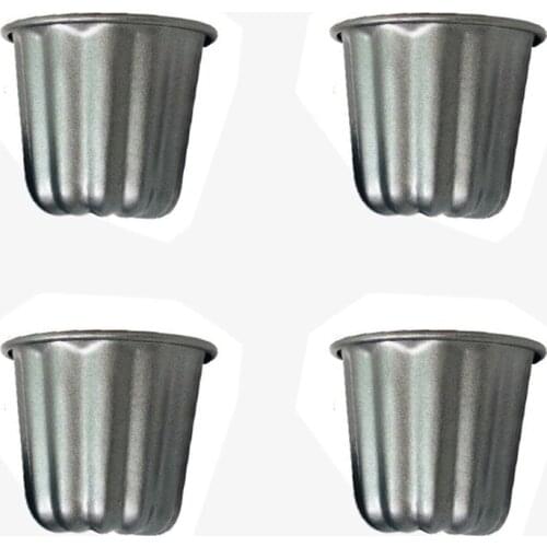 Canele Mold, Cannele Muffin Cup, 4Pcs Non-Stick Cannele Mould Gray-Black Canneles
