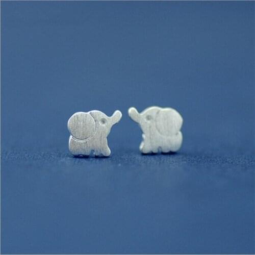 Personality Cute Sweet Animal 925 Sterling Silver Jewelry Fashion Brushed Small Fresh Elephant Earrings SE69