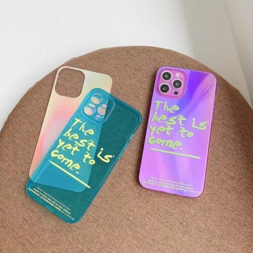 INS Fashion Fluorescent English Letters Cute Sentence Phone Cases for iPhone 12 Mini 7 8 Plus X XR XS 11 Pro Max Cover