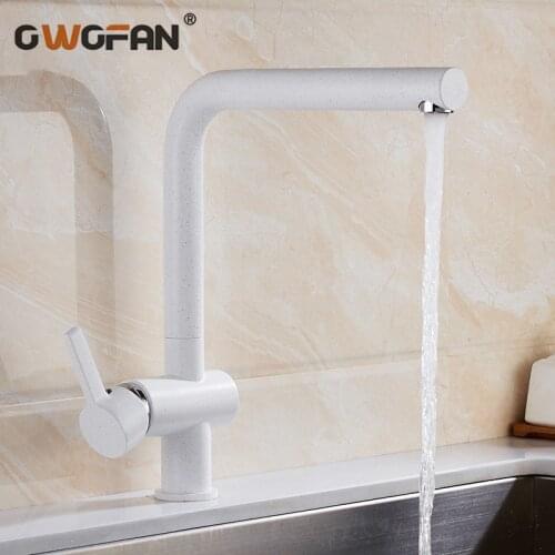 Classic Kitchen Faucets Deck Mounted Sink Taps White With Dot Single Handle 360 Rotatable Mixer Water Taps N22-126