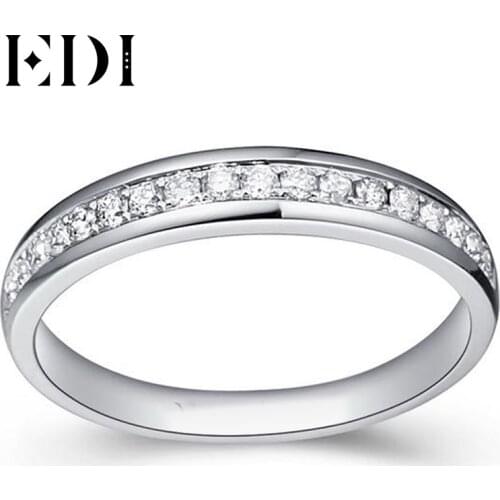EDI 0.21cttw Natural Diamond Wedding Band For Women 9K Solid White Gold Wedding Stack Ring Diamond Jewelry