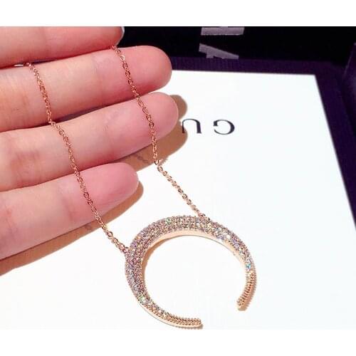 Ins Hot Sale Fashion Charm Round Necklace for Women AAA Cubic Zirconia Temperament Clavicle Thin Chain Jewelry Accessories Gift