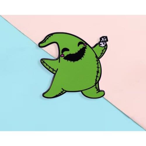 Cute Cartoon Anime Enamel Pin Green Oogie Boogie Brooch Funny Animal Badge Fan Collection Gift