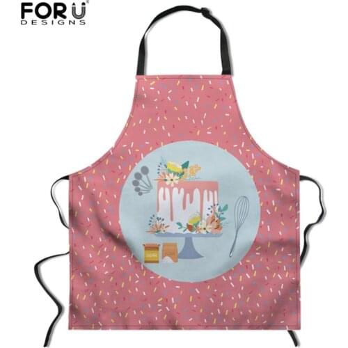 FORUDESIGNS Cute Water Oil Proof Apron for Women Adjustable Chef Kitchen Cooking Apron Bib Cake Culinary Apron Sleeveless Custom