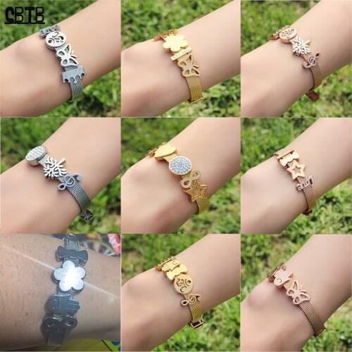 Fashionable Ladies Stainless Steel Mesh Exquisite Luxury Jewelry Bracelet Size Adjustable Bracelet Mother Couple Holiday Gift